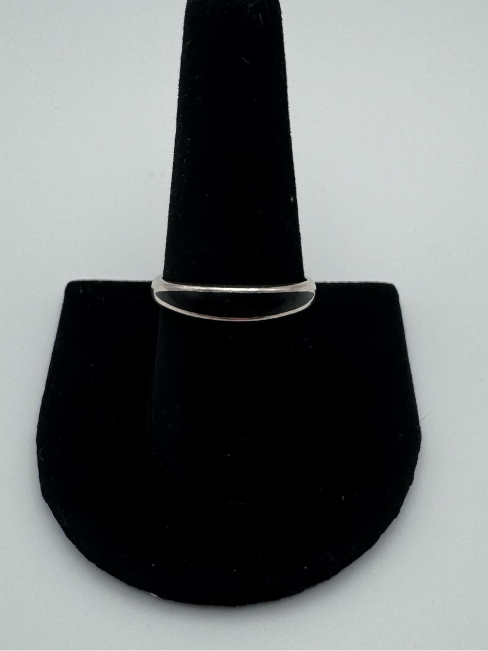 Sterling Silver 925 Black Inlay Ring Sz 9 - Picture 4 of 5